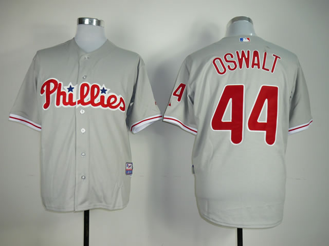 Men Philadelphia Phillies #44 Oswalt Grey MLB Jerseys->philadelphia phillies->MLB Jersey